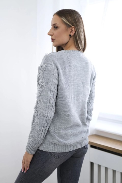 Sweter z warkoczowym splotem szary uniwersalny