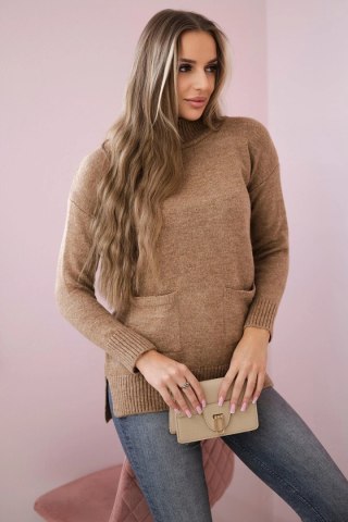 Sweter ze stójką camelowy uniwersalny