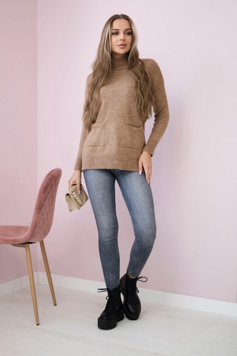Sweter ze stójką camelowy uniwersalny