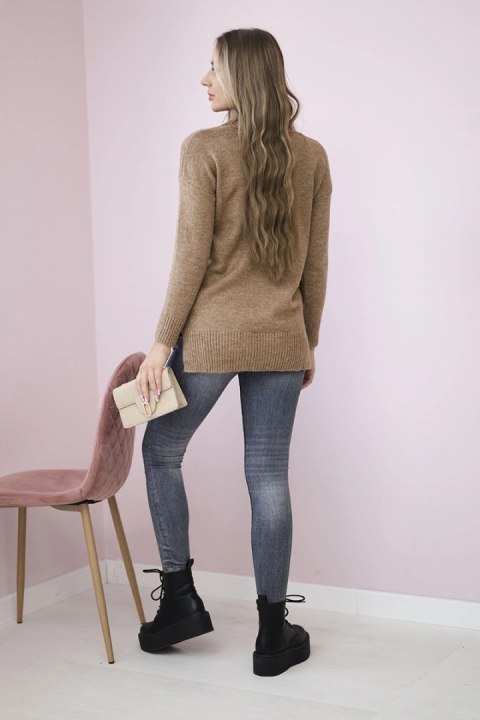 Sweter ze stójką camelowy uniwersalny