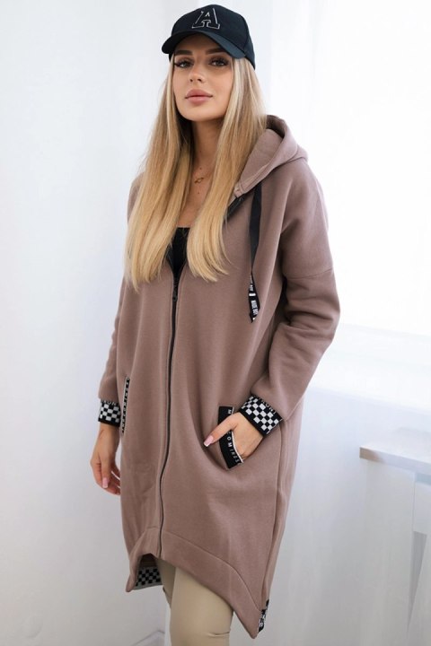 Bluza na suwak z kapturem mocca uniwersalny