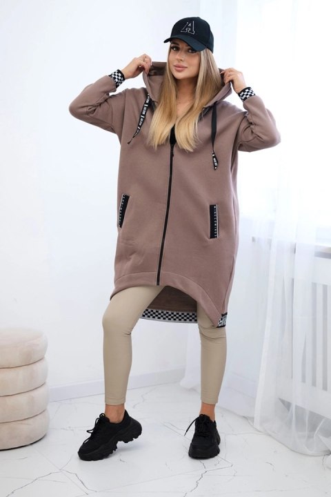 Bluza na suwak z kapturem mocca uniwersalny