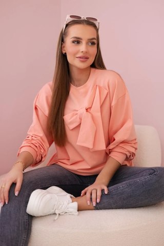 Bluzka bawełniana z kokardą morelowa uniwersalny