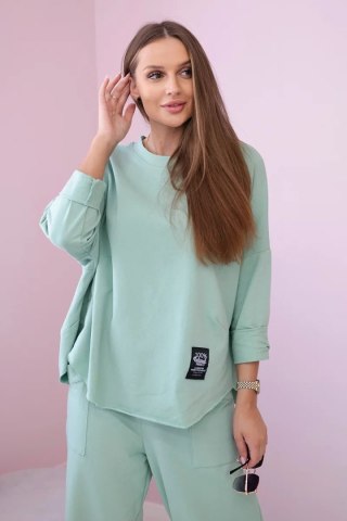 Komplet bawełniany bluza + spodnie ciemno miętowy uniwersalny