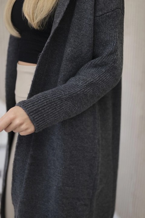 Sweter Kardigan z kapturem grafitowy uniwersalny