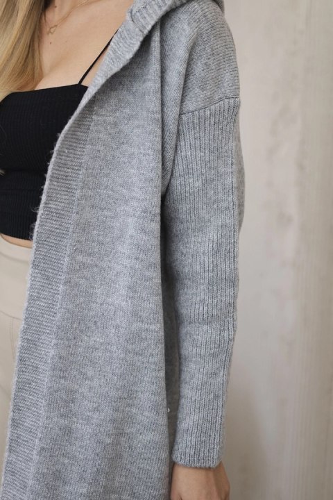 Sweter Kardigan z kapturem szary uniwersalny