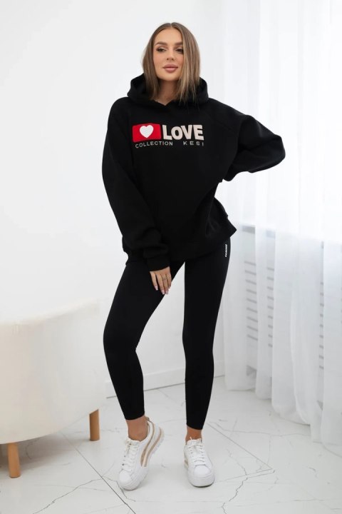 Bluza bawełniana ocieplana z kapturem Love czarna uniwersalny Bluza bawełniana ocieplana z kapturem Love czarna uniwersalny