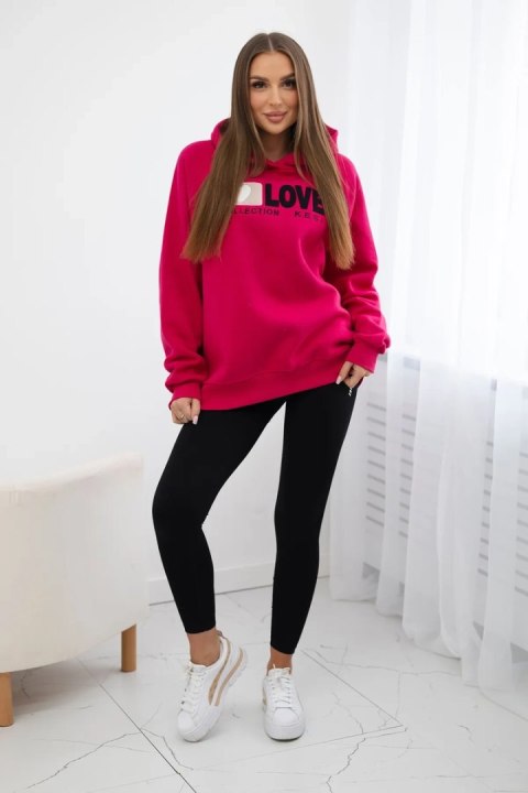 Bluza bawełniana ocieplana z kapturem Love fuksja uniwersalny Bluza bawełniana ocieplana z kapturem Love fuksja uniwersalny