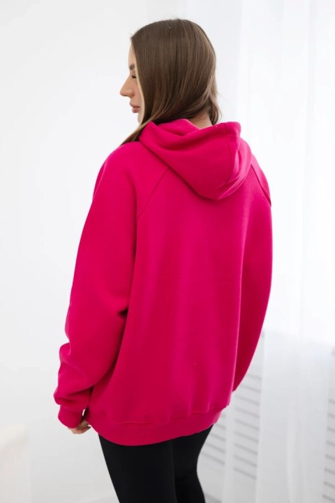 Bluza bawełniana ocieplana z kapturem Love fuksja uniwersalny Bluza bawełniana ocieplana z kapturem Love fuksja uniwersalny