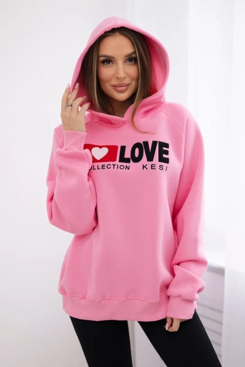 Bluza bawełniana ocieplana z kapturem Love jasno różowa uniwersalny Bluza bawełniana ocieplana z kapturem Love jasno różowa uniwersalny