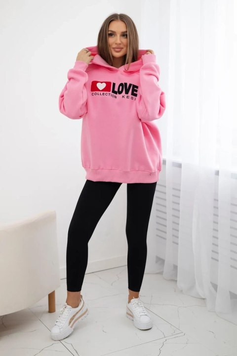 Bluza bawełniana ocieplana z kapturem Love jasno różowa uniwersalny Bluza bawełniana ocieplana z kapturem Love jasno różowa uniwersalny