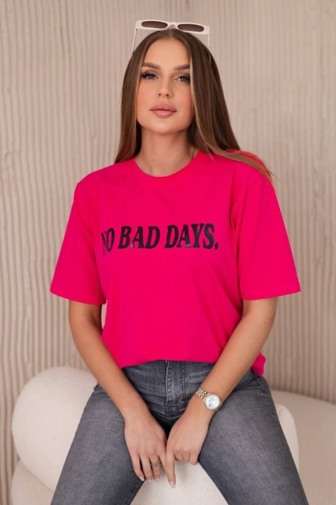 Bluzka bawełniana No Bad Days fuksja uniwersalny