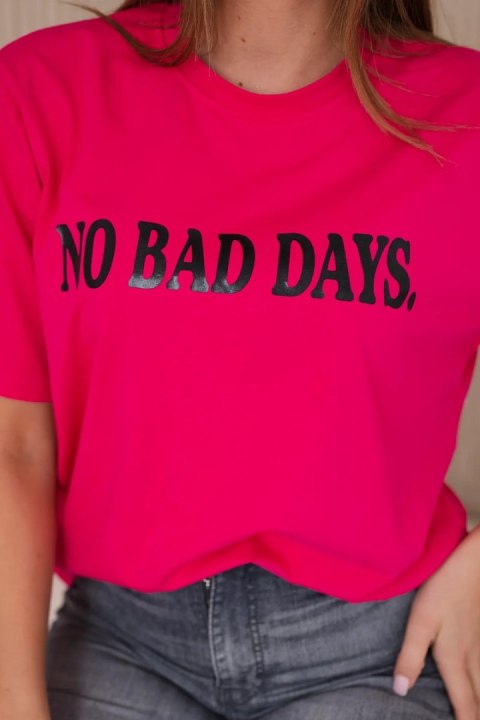 Bluzka bawełniana No Bad Days fuksja uniwersalny