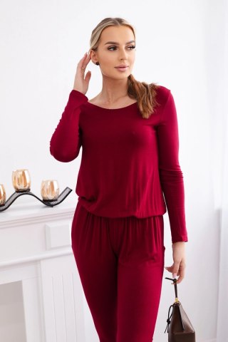 Kombinezon z wiskozy taliowany bordowy 2XL