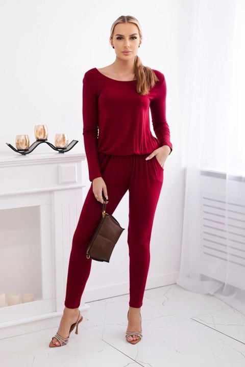 Kombinezon z wiskozy taliowany bordowy 3XL Kombinezon z wiskozy taliowany bordowy 3XL