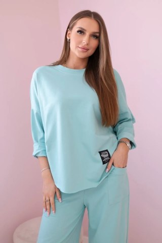 Komplet bawełniany bluza + spodnie jasny miętowy uniwersalny