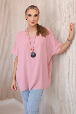 Bluzka oversize z wisiorkiem ciemno różowa uniwersalny