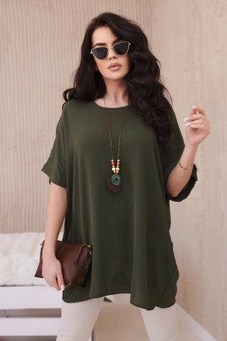 Bluzka oversize z wisiorkiem khaki uniwersalny