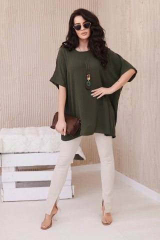 Bluzka oversize z wisiorkiem khaki uniwersalny