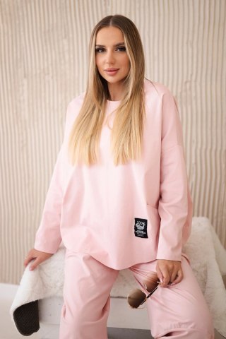 Komplet new punto bluza + spodnie pudrowy róż uniwersalny