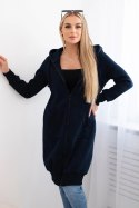 Bluza ocieplana długa z kapturem granatowa uniwersalny