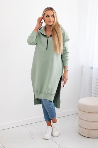 Bluza ocieplana z rozcięciami na bokach ciemno miętowa uniwersalny