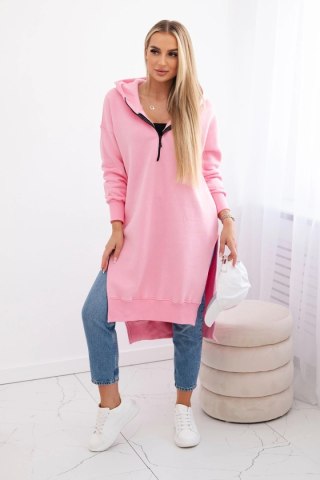 Bluza ocieplana z rozcięciami na bokach jasno różowa uniwersalny