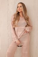 Komplet ażurowy Rayon camelowy S