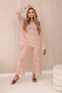 Komplet ażurowy Rayon camelowy S