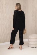 Komplet ażurowy Rayon czarny S