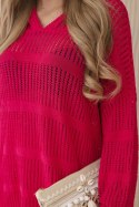 Komplet ażurowy Rayon fuksja S