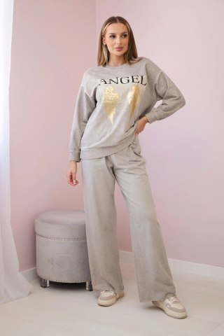 Komplet bawełniany dekatyzowany Angel bluza + spodnie beżowy uniwersalny