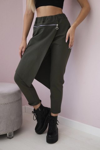 Spodnie Punto Milano Winter z ozdobnym suwakiem khaki uniwersalny