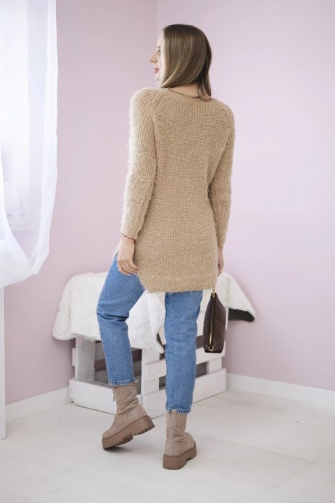 Sweter z włosem camelowy uniwersalny