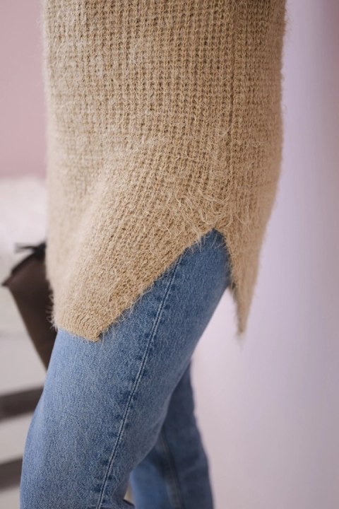 Sweter z włosem camelowy uniwersalny