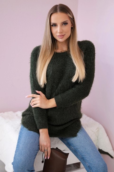 Sweter z włosem khaki uniwersalny
