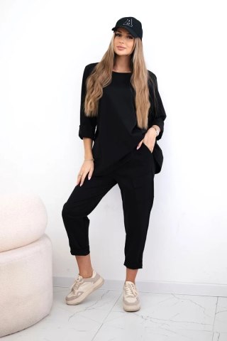 Komplet punto bluza + spodnie czarny uniwersalny