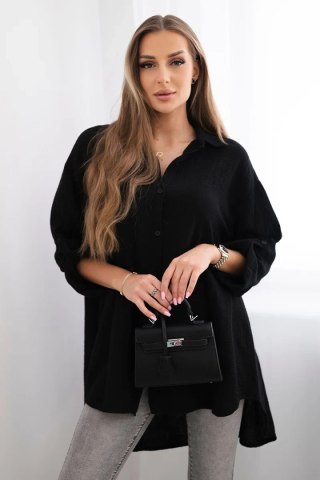 Koszula bawełniana muślinowa Plus Size czarna uniwersalny