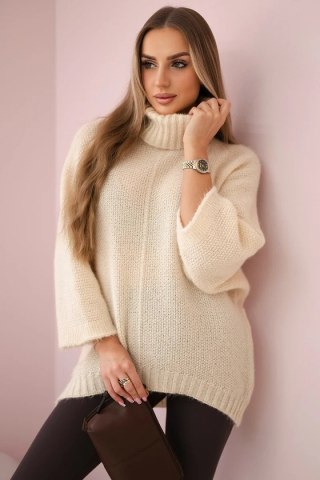 Sweter z golfem beżowy uniwersalny