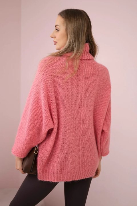 Sweter z golfem ciemny różowy uniwersalny