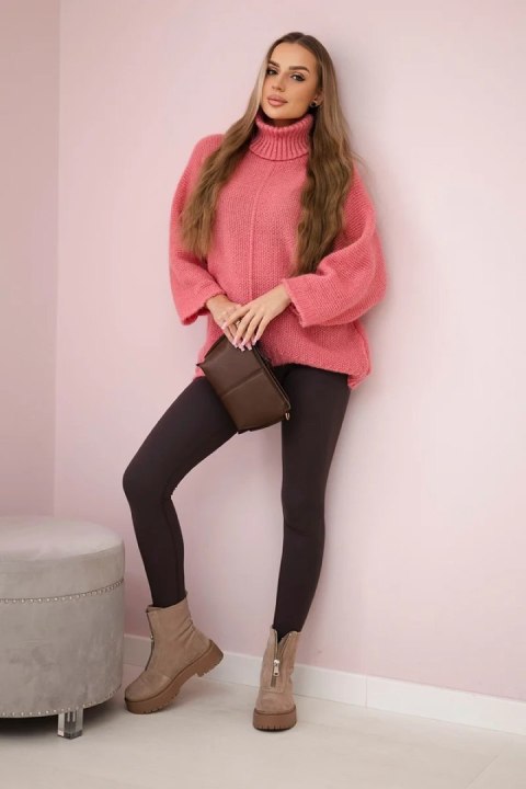 Sweter z golfem ciemny różowy uniwersalny