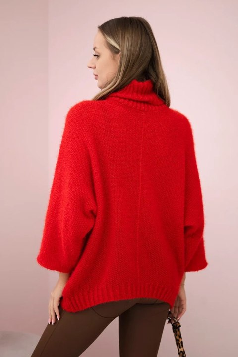 Sweter z golfem czerwony uniwersalny