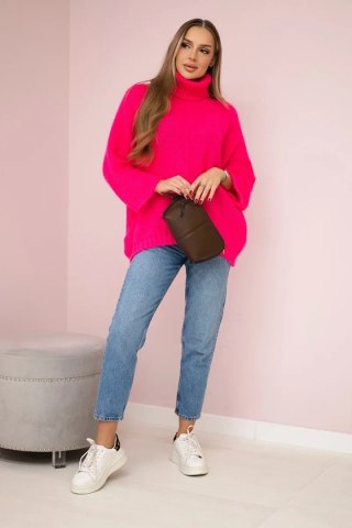 Sweter z golfem różowy neon uniwersalny