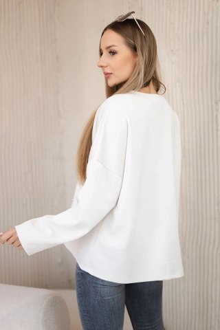 Bluza masełko z ozdobnym kwiatem beżowa uniwersalny