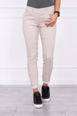 Spodnie kolorowy jeans beżowe XL