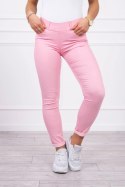 Spodnie kolorowy jeans jasno różowe L