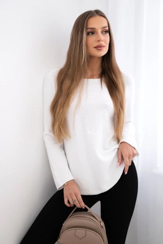 Sweter z okrągłym dekoltem biały uniwersalny