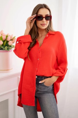 Koszula bawełniana muślinowa Plus Size czerwona uniwersalny