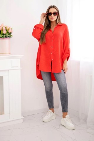 Koszula bawełniana muślinowa Plus Size czerwona uniwersalny