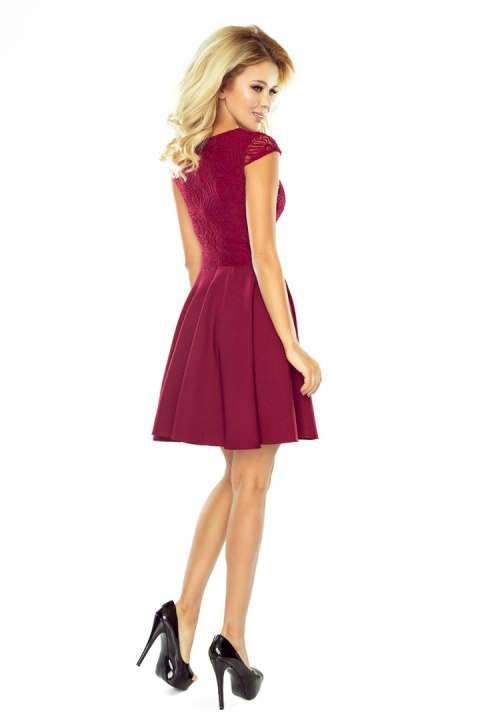 157-3 Sukienka rozkloszowana MARTA z koronką - BORDOWA - XXL 157-3 Sukienka rozkloszowana MARTA z koronką - BORDOWA - XXL